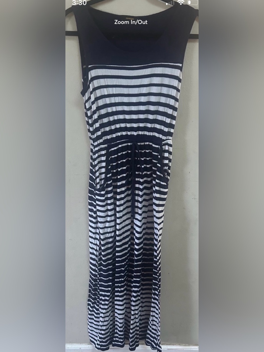 Espresso Navy and White Striped Sleeveless Maxi Dress